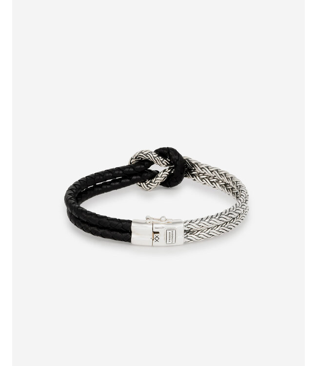 Katja Knot Mix Silver/Leather Bracelet Black