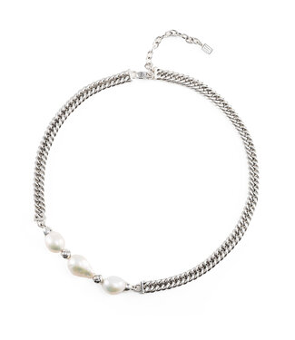 Baroque Pearl Necklace Chain Silver