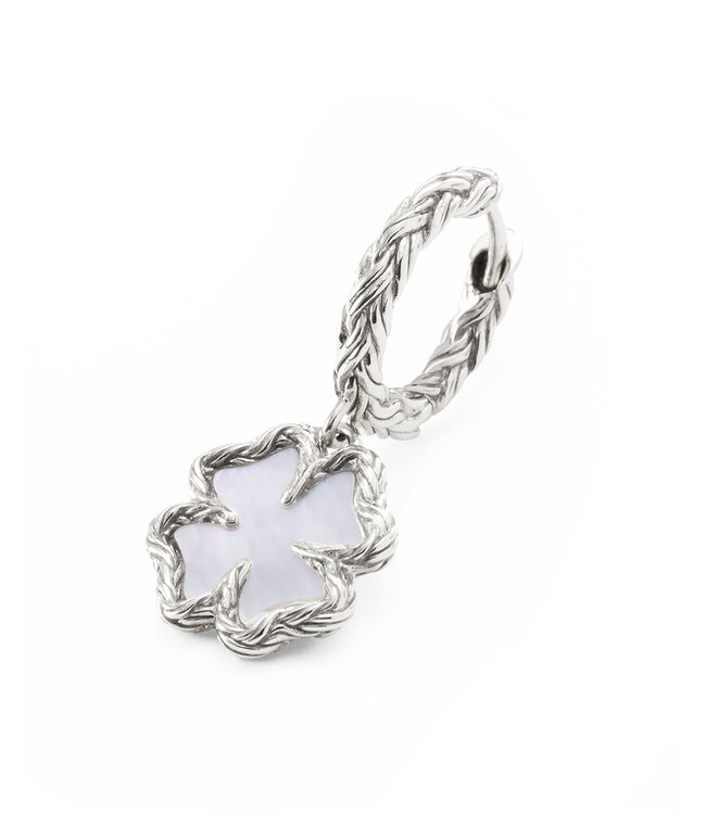 Buddha to Buddha Hoops Katja Clover Mother of Pearl Set Silver