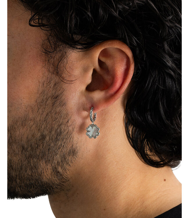 Buddha to Buddha Hoops Katja Clover Mother of Pearl Set Silver