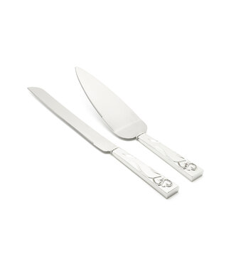 Heart cake server with knife