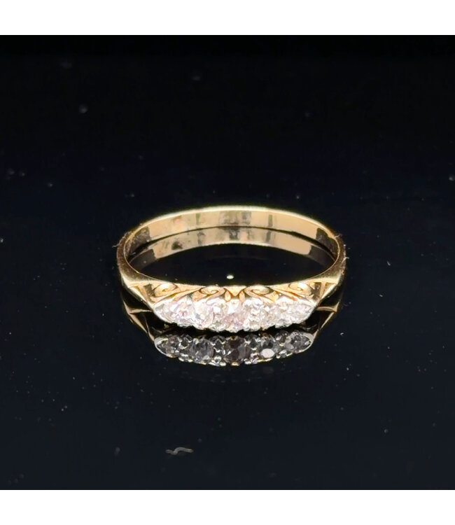 Geelgouden vintage ring met briljanten maat 18