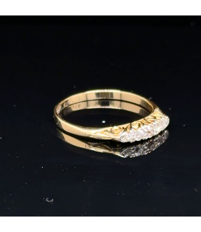 Geelgouden vintage ring met briljanten maat 18