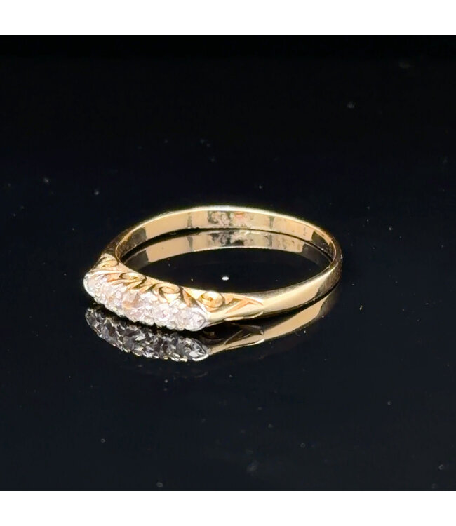 Geelgouden vintage ring met briljanten maat 18