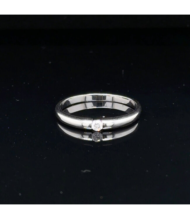 Witgouden ring met briljant maat 17,5