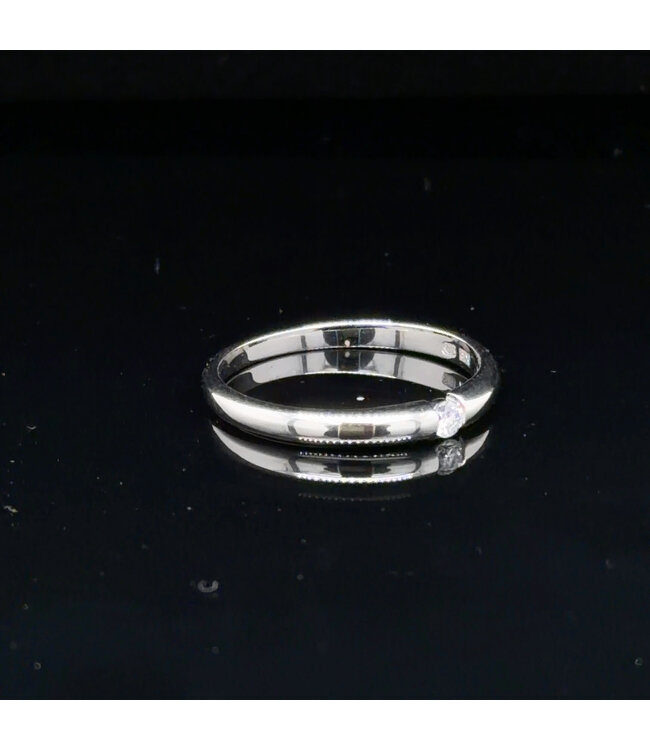 Witgouden ring met briljant maat 17,5