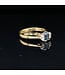 Geelgouden ring met blauwe saffier en briljant maat 18