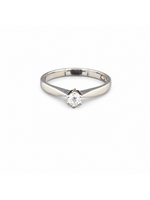 Occasions Witgouden solitairring met briljant 0,12 ct maat 17