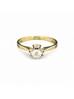 Occasions Geelgouden solitairring met briljant 0,35 ct maat 59