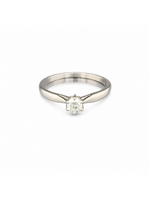 Occasions Witgouden solitairring met briljant maat 55