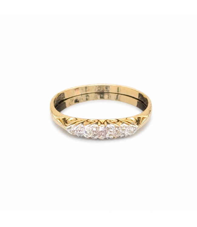 Geelgouden vintage ring met briljanten maat 18