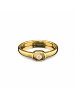 Occasions Geelgouden solitairring met vlakgezette briljant maat 15,75