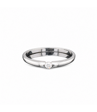 Witgouden ring met briljant maat 17,5