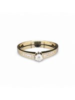 Occasions Geelgouden solitairring met briljant maat 17,5