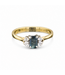 Geelgouden ring met blauwe saffier en briljant maat 18