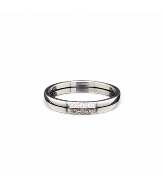 Weißgoldener Bandring mit Brillanten Größe 55