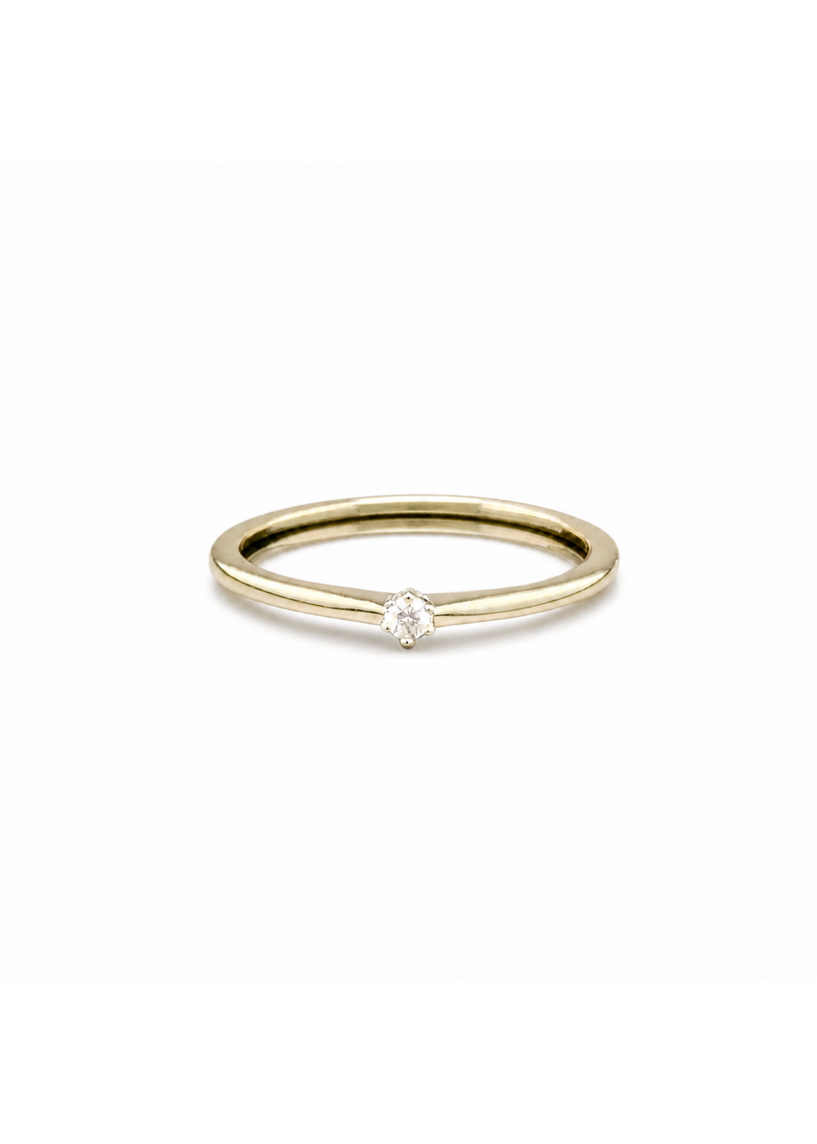 Occasions Yellow gold brilliant solitaire ring size 55