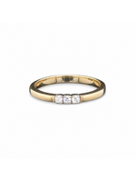 Occasions Geelgouden driesteensring met briljanten maat 55