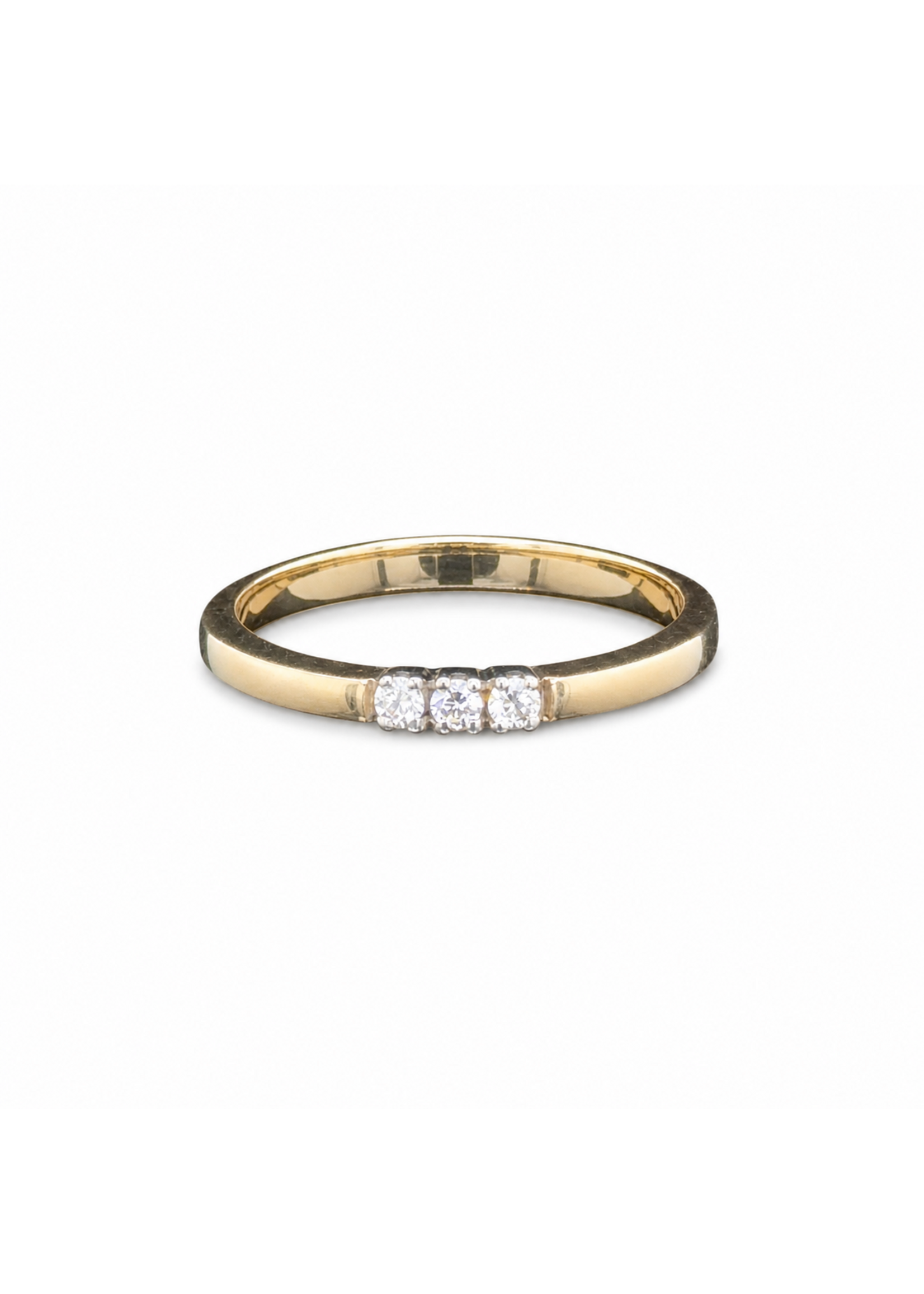 Occasions Yellow gold three-stone diamond ring size 55