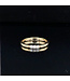 Yellow gold three-stone diamond ring size 55