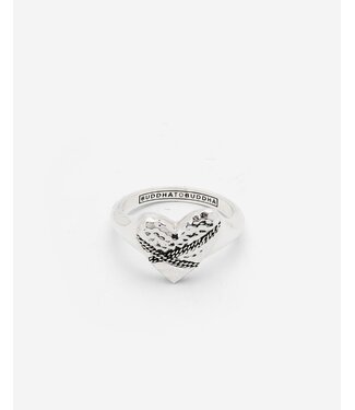 Buddha to Buddha Ring Heart Chainlinked Silver