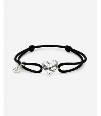Koordarmband Hart Zilver Zwart