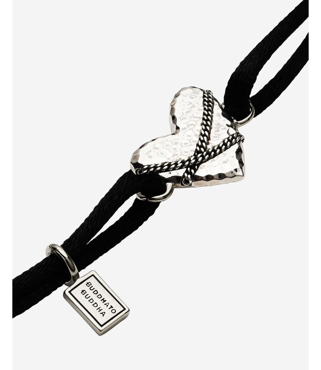 Buddha to Buddha Koordarmband Hart Zilver Zwart