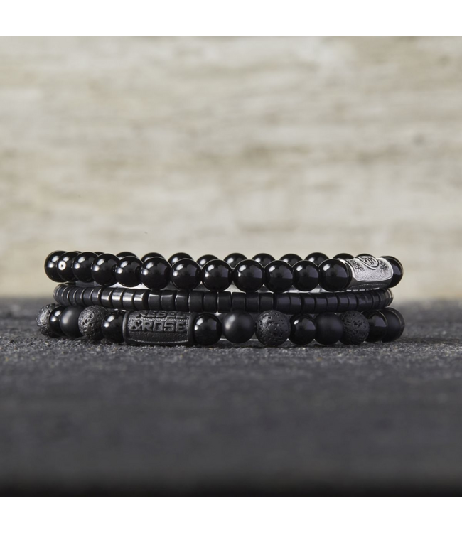 Rebel & Rose Slices - The Black Stone - 4mm Perlenarmband L