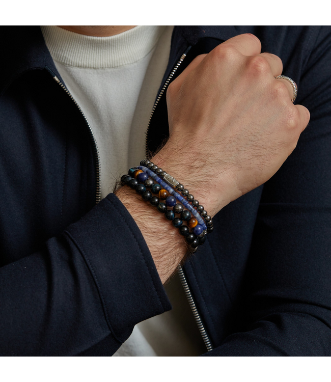 Rebel & Rose Tiger Blues - 8mm Perlenarmband L
