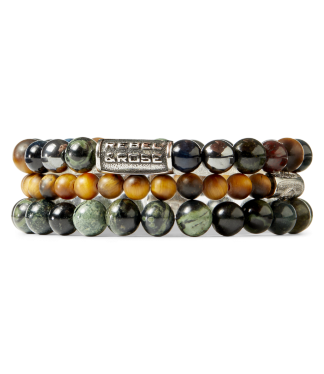 Rebel & Rose Green Rocks - 8mm beaded bracelet L