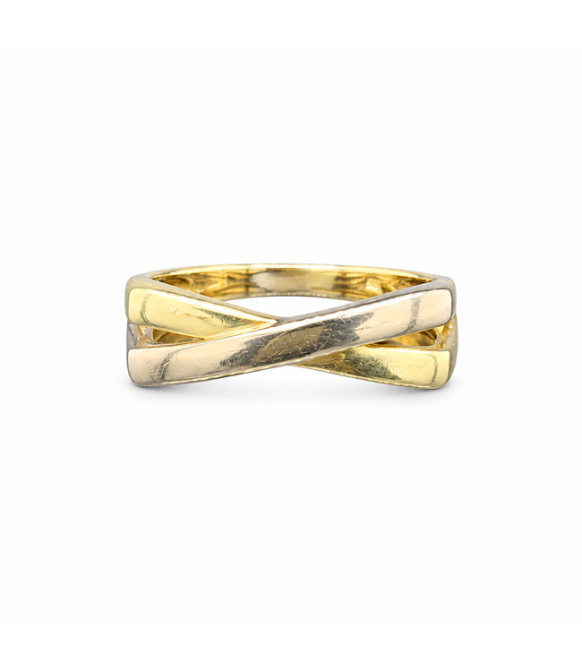 Bicolor gouden ring maat 16,75