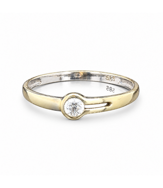 Bicolor ring met zirkonia maat 18