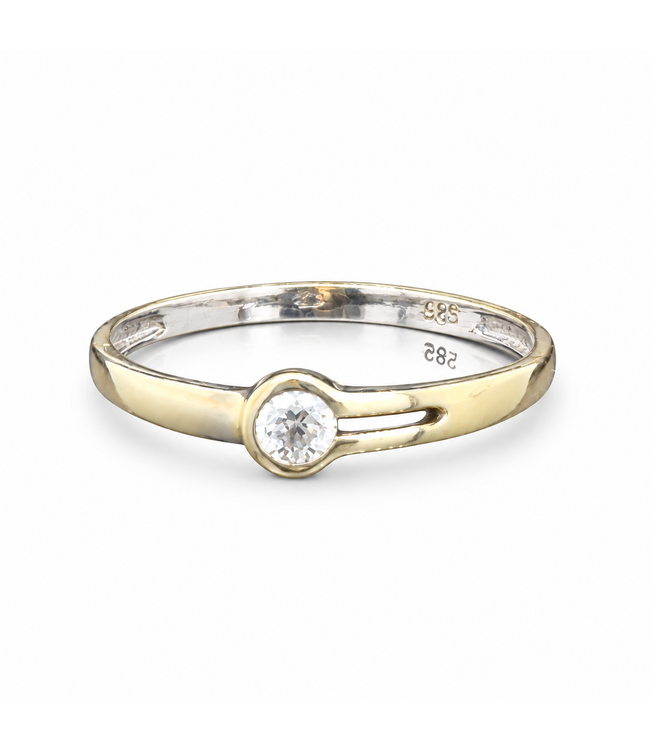 Bicolor ring met zirkonia maat 18