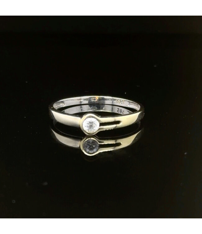 Bicolor ring met zirkonia maat 18