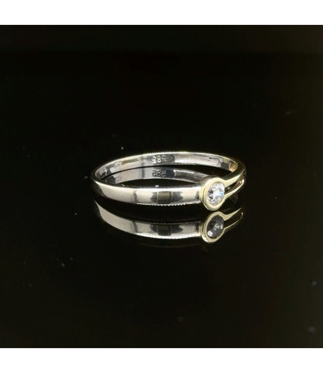 Bicolor ring met zirkonia maat 18