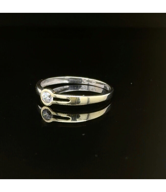 Bicolor ring met zirkonia maat 18