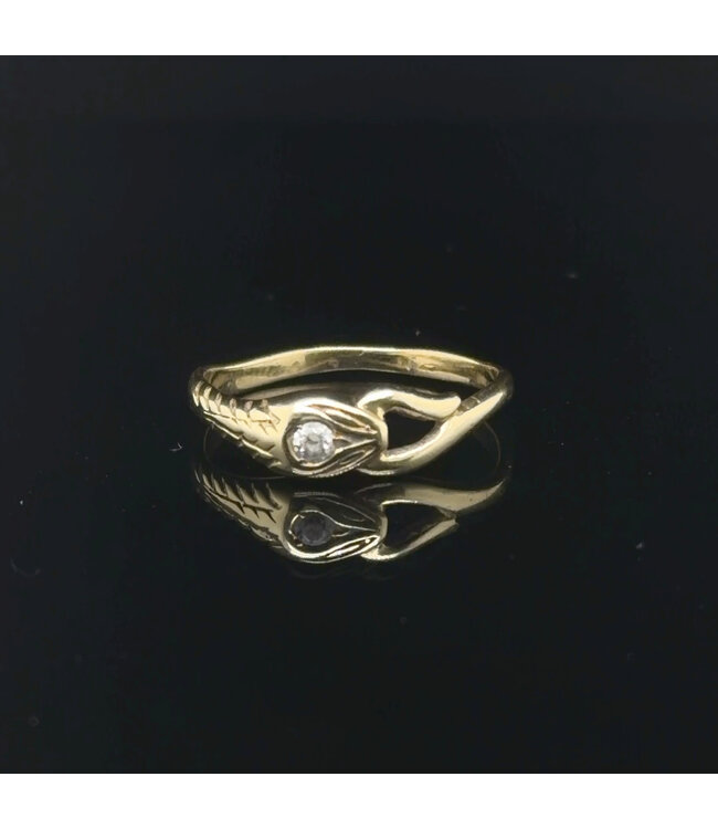 Geelgouden ring met zirkonia maat 17