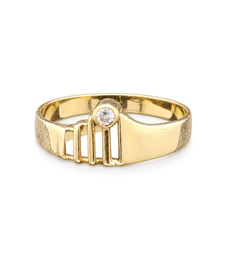 Geelgouden ring met zirkonia maat 16,5