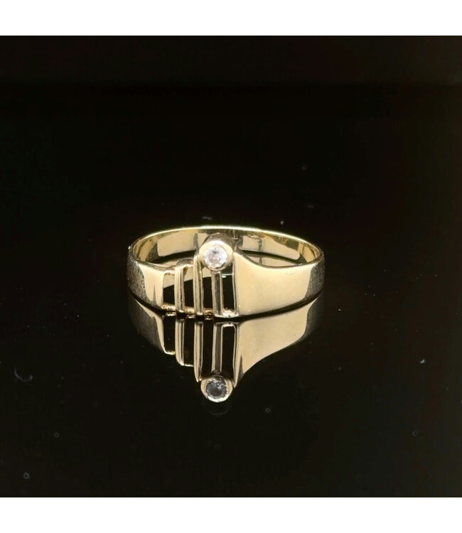 Geelgouden ring met zirkonia maat 16,5