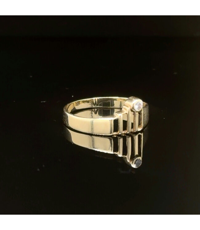 Geelgouden ring met zirkonia maat 16,5