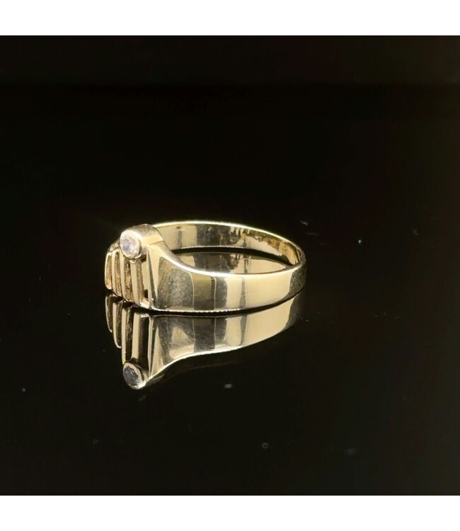 Geelgouden ring met zirkonia maat 16,5