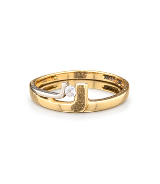 Bicolor ring met zirkonia maat 16,5