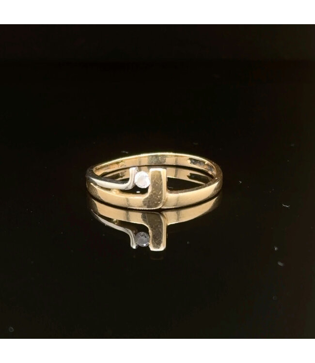 Bicolor ring met zirkonia maat 16,5