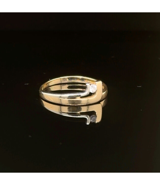 Bicolor ring met zirkonia maat 16,5