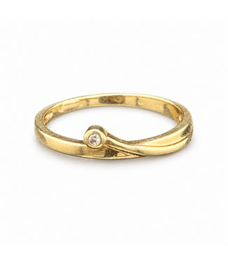 Geelgouden ring met diamant maat 17