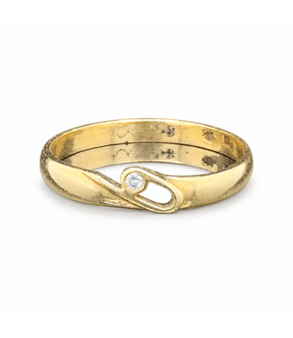 Geelgouden ring met diamant maat 17 3/4