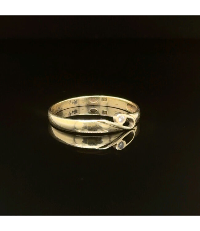 Geelgouden ring met diamant maat 17 3/4