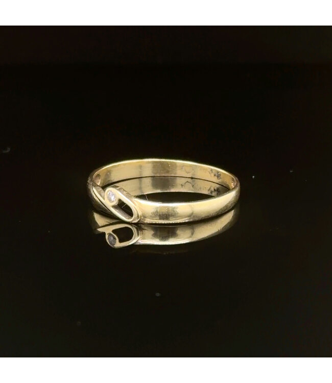 Geelgouden ring met diamant maat 17 3/4
