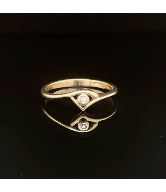 Geelgouden ring met diamant maat 17 1/4