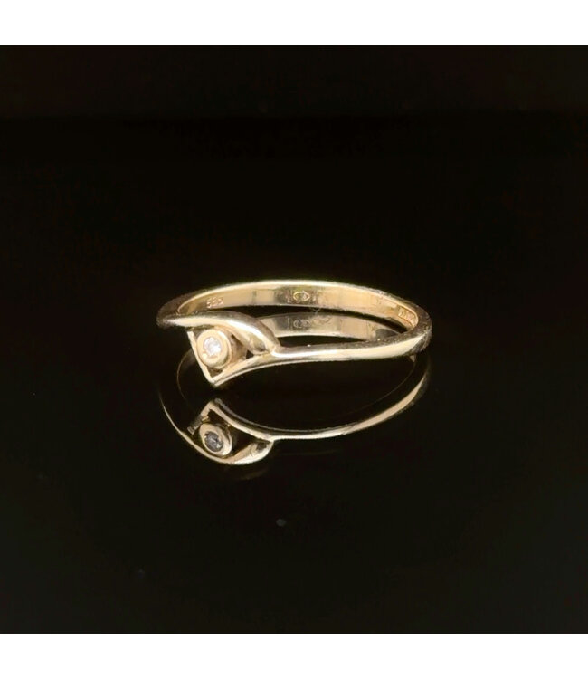Geelgouden ring met diamant maat 17 1/4